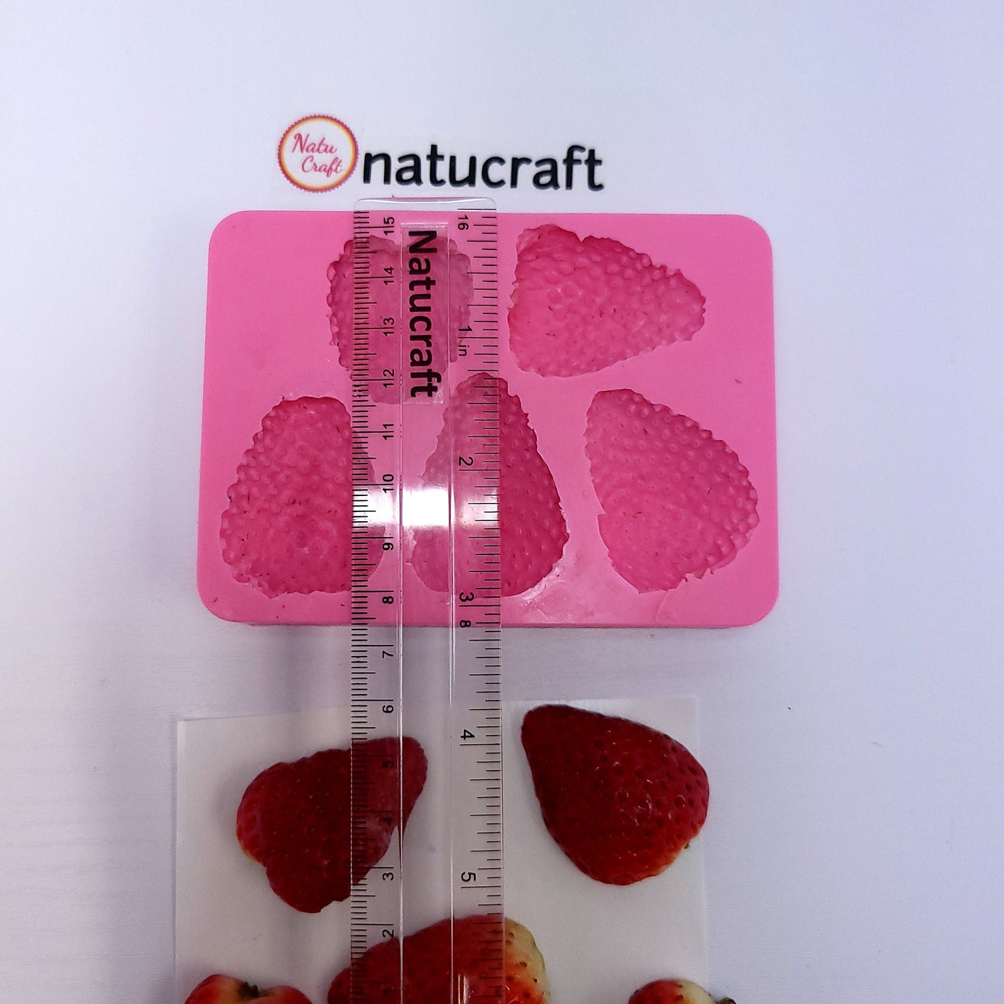 5pc Realistic Strawberries mold, Fruit Shape Silicone Mold, Soap and Candle embeds mold, Mold for Wax melts NC099