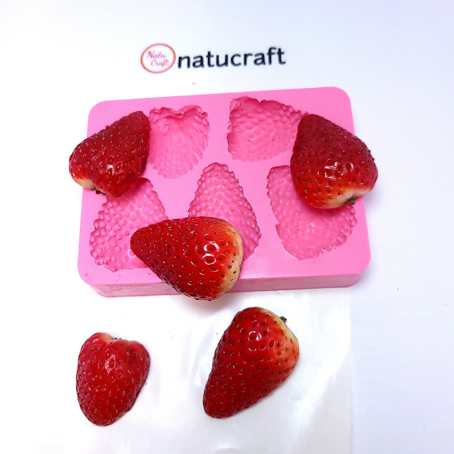 5pc Realistic Strawberries mold, Fruit Shape Silicone Mold, Soap and Candle embeds mold, Mold for Wax melts NC099