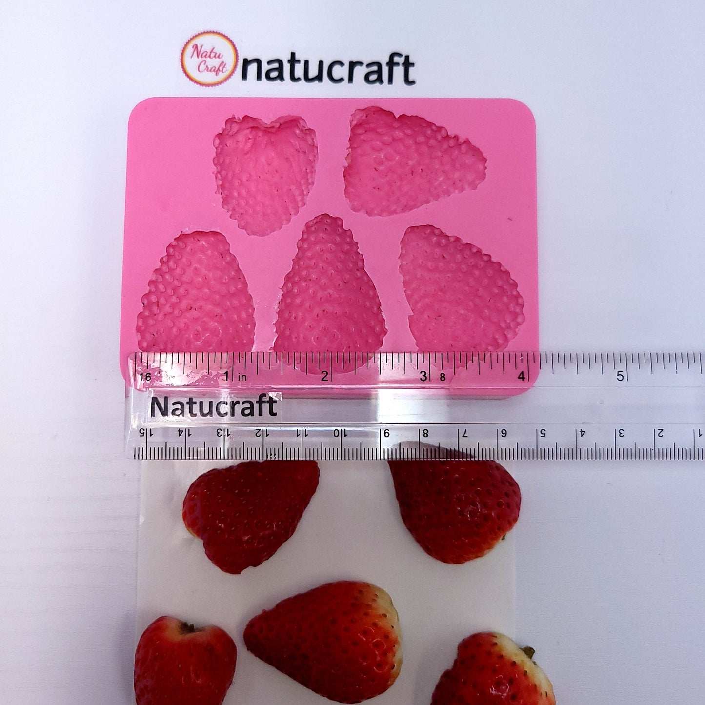 5pc Realistic Strawberries mold, Fruit Shape Silicone Mold, Soap and Candle embeds mold, Mold for Wax melts NC099