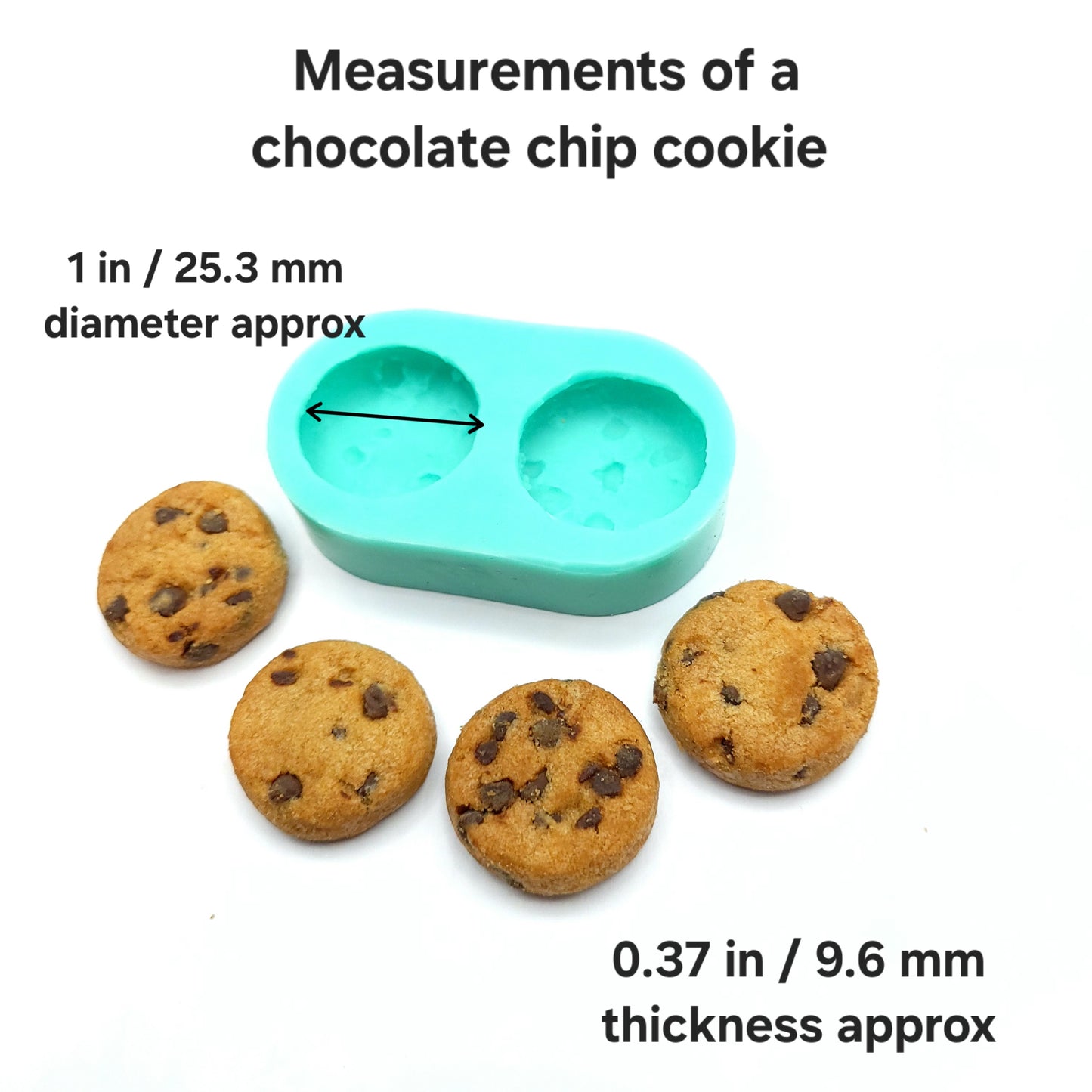 Chocolate chips cookie silicone mold, 2 cavities Silicone Mold cookies soap embeds, candle embeds cookies mold NC003