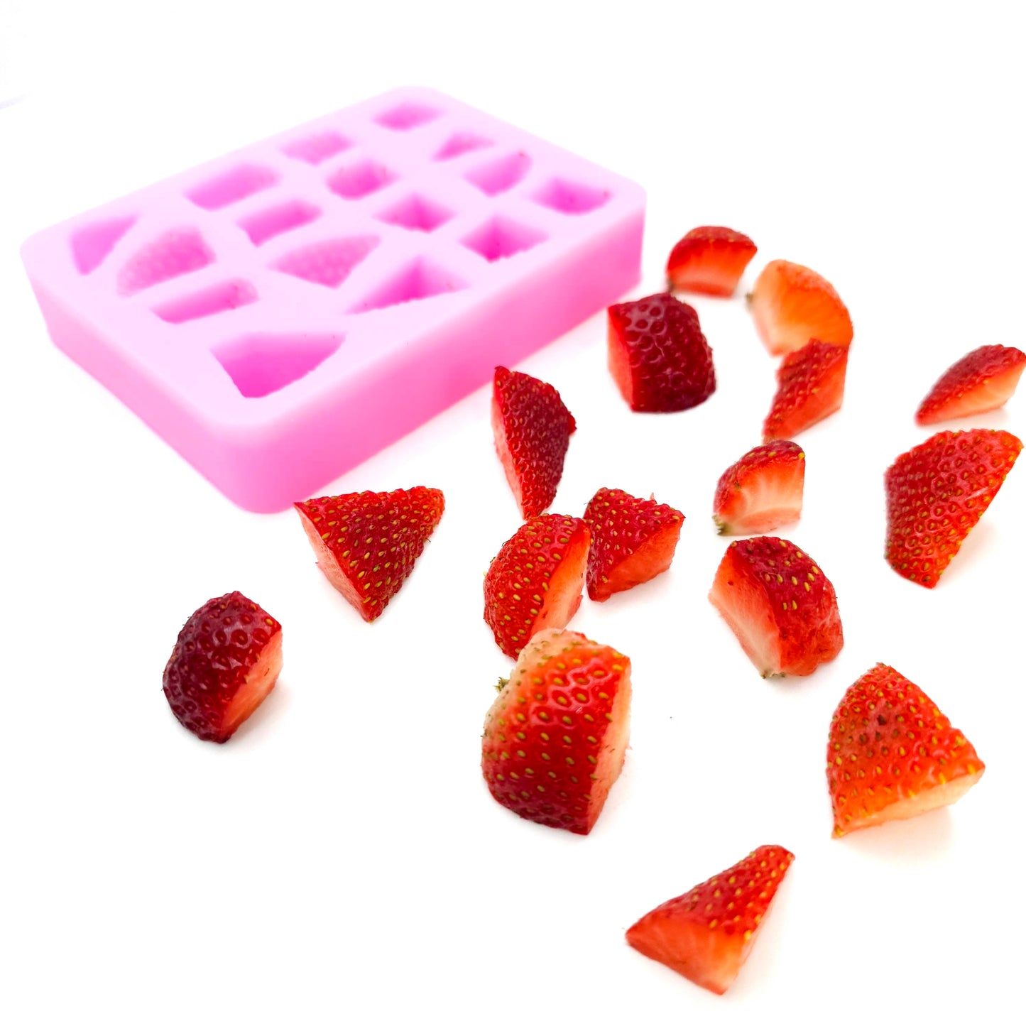 Strawberry chunks silicone mold, strawberry chunks molds, big chunks strawberry silicone mold, soap embeds mold NS022