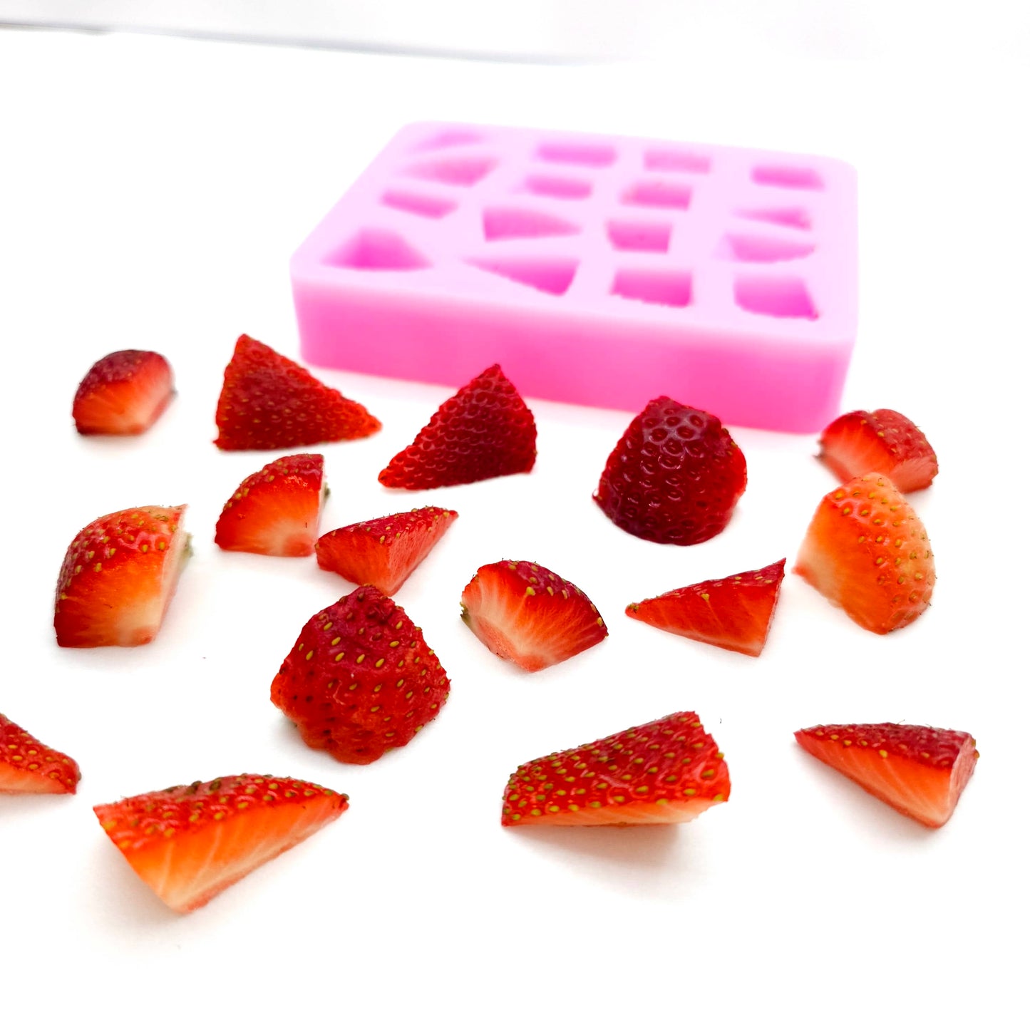 Strawberry chunks silicone mold, strawberry chunks molds, big chunks strawberry silicone mold, soap embeds mold NS022