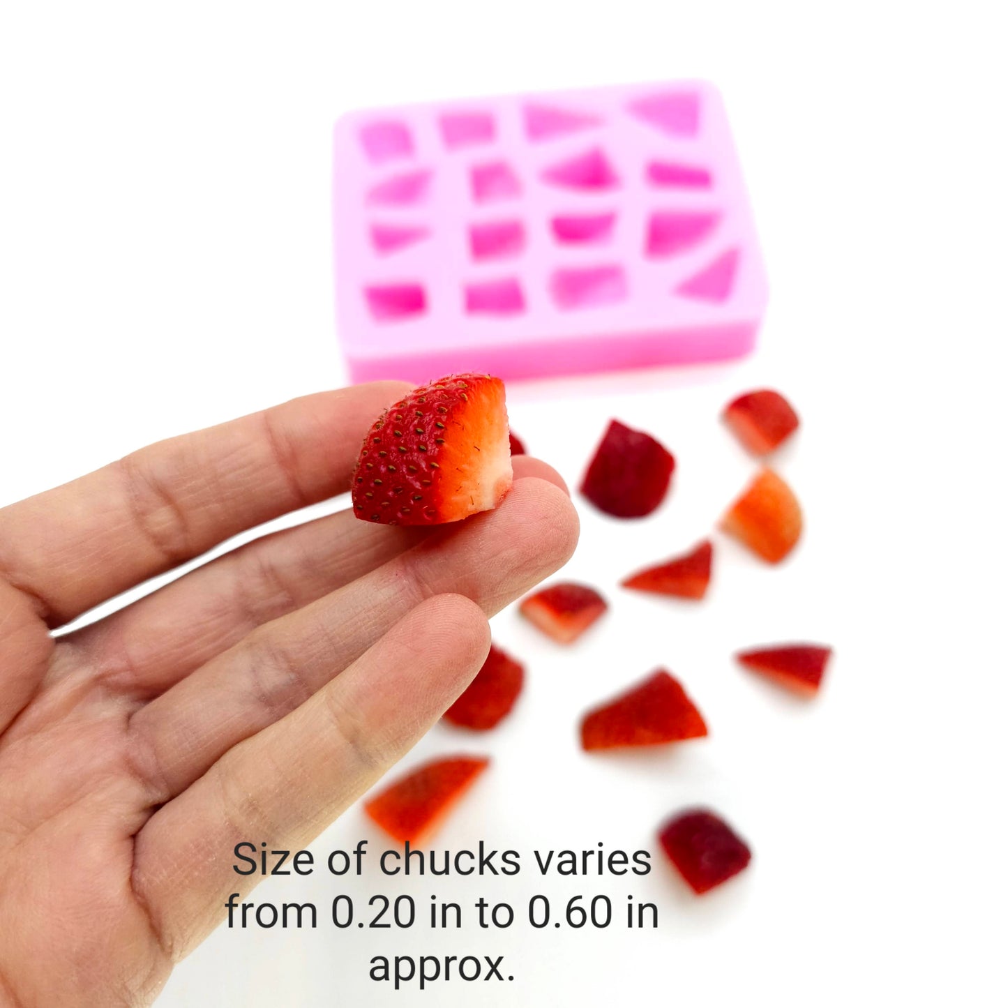 Strawberry chunks silicone mold, strawberry chunks molds, big chunks strawberry silicone mold, soap embeds mold NS022