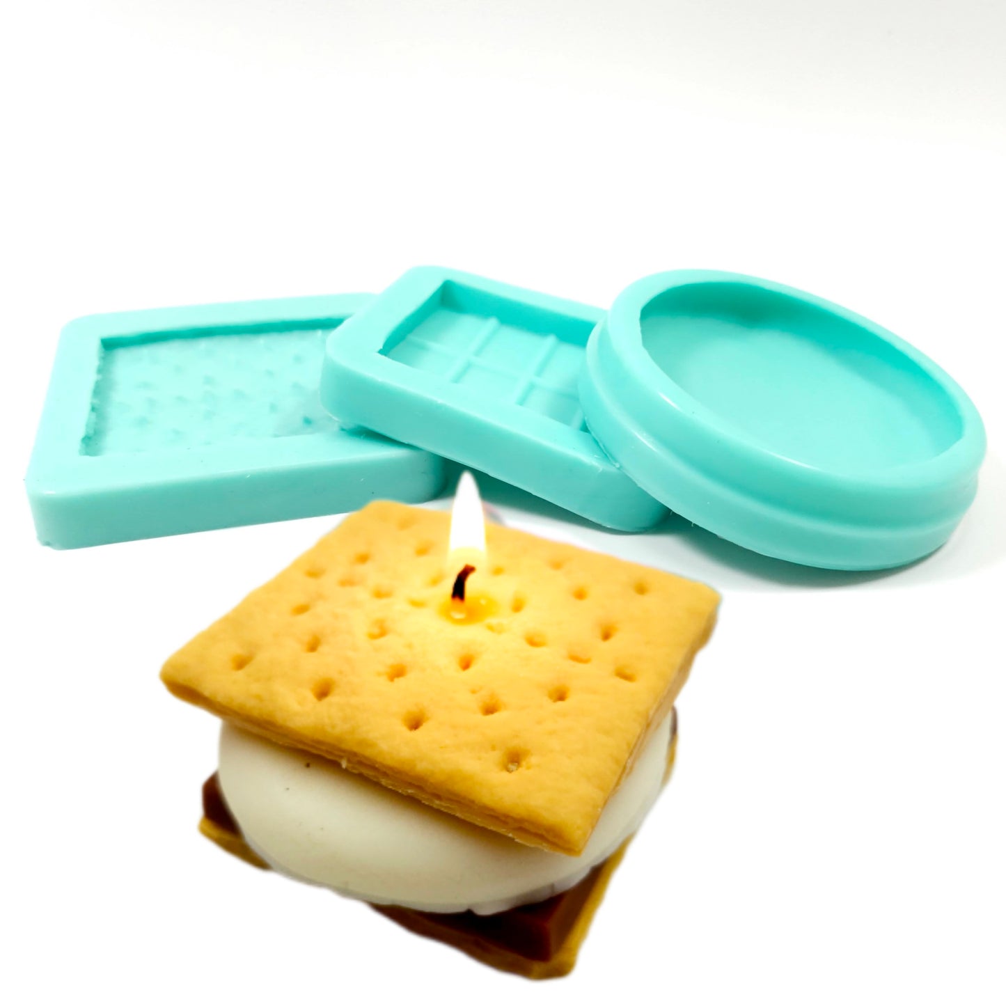 S'mores molds Graham cracker, chocolate mold Marshmallow Silicone mold Bundle wax melts soap mold