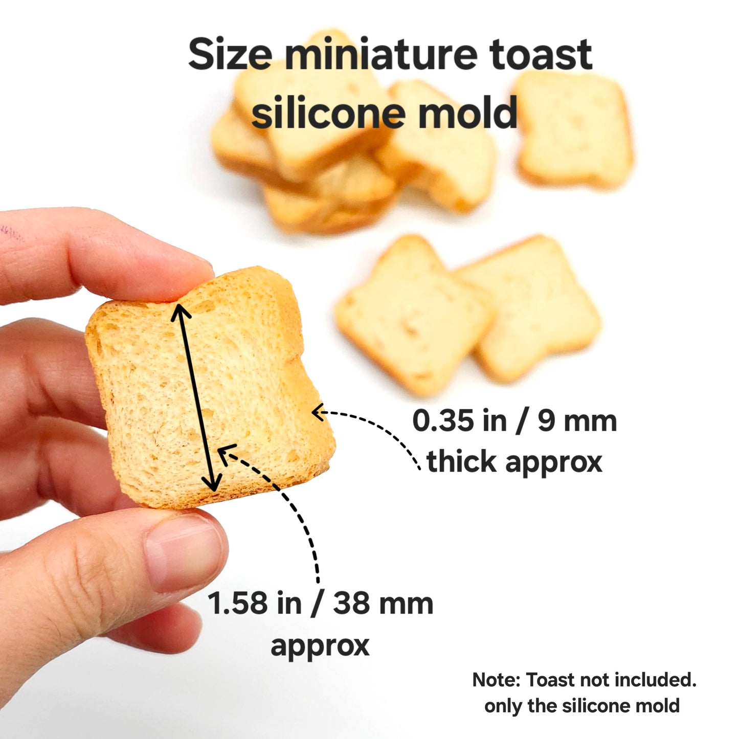 Miniature bread toast Silicone Mold, Soap embeds, candle mold, Mold for Wax melts NS003