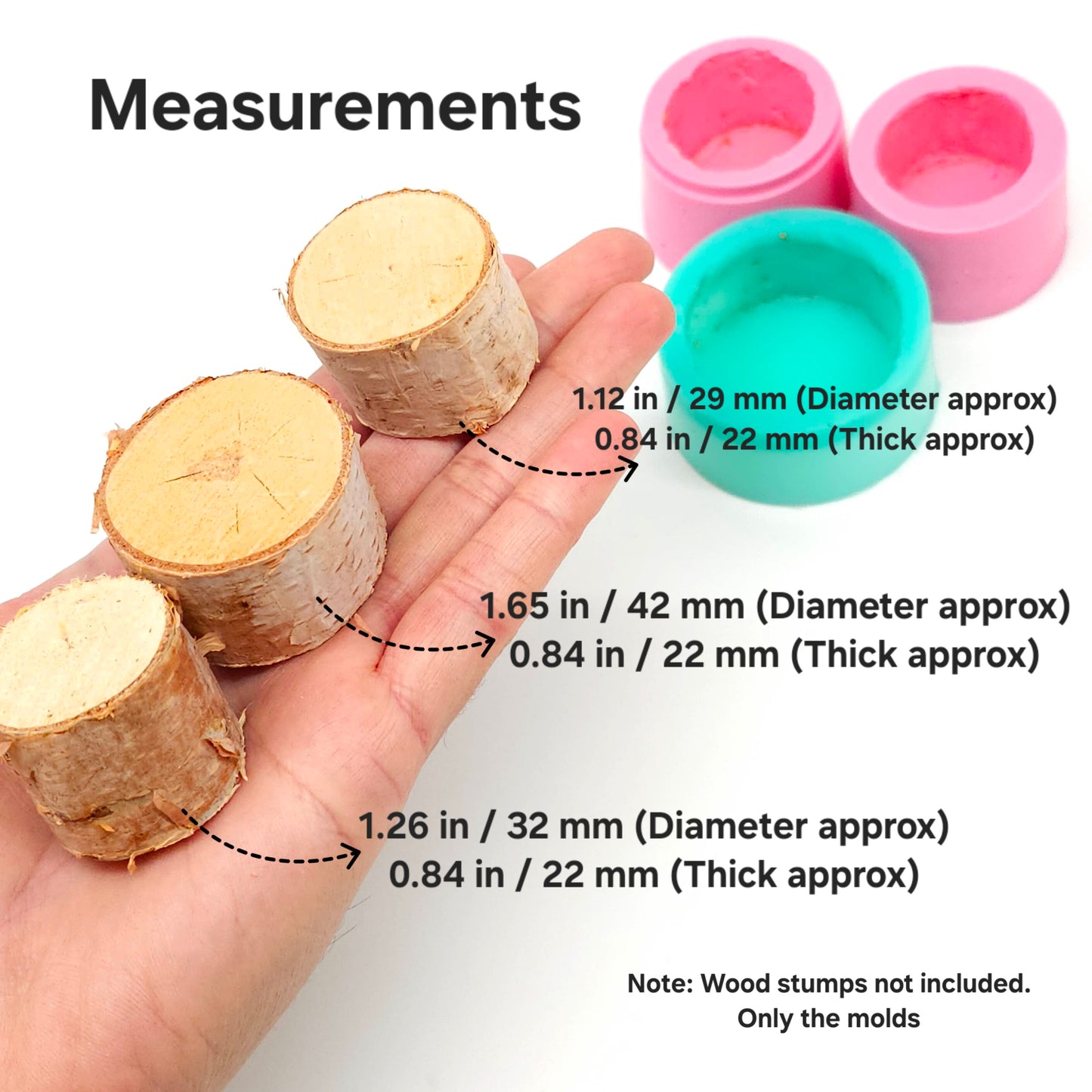 Wood stumps Silicone Mold, Cake Decorating molds, Cakepops mold Soap and candle embeds NS010