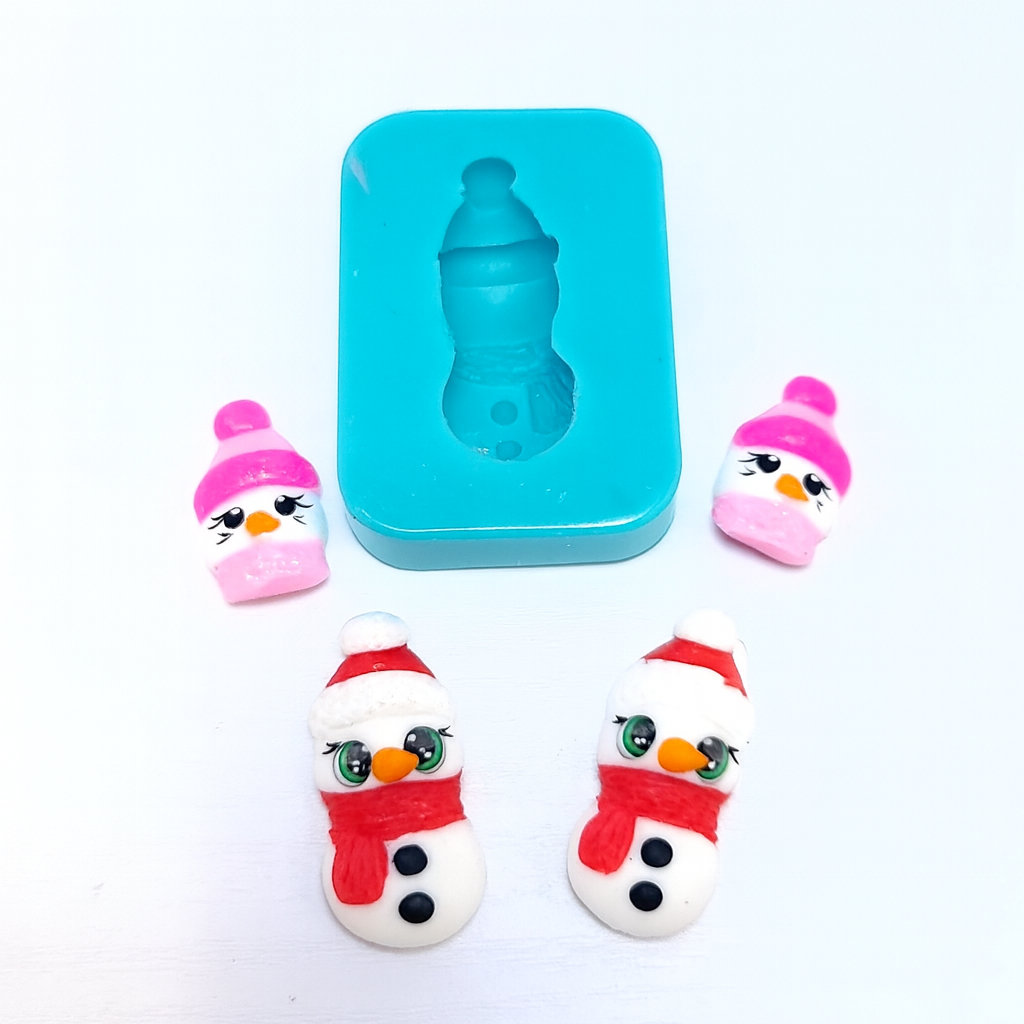 Snowman full body Christmas earrings charms miniature silicone mold for fondant resin clay
