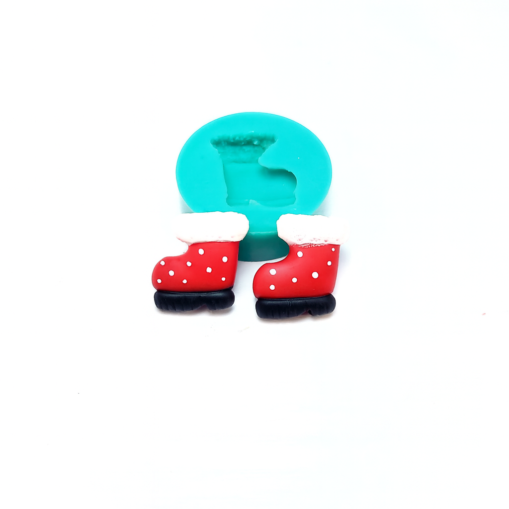 Christmas Boots Earrings Charms Miniatures Silicone Mold for Fondant Resin MS730