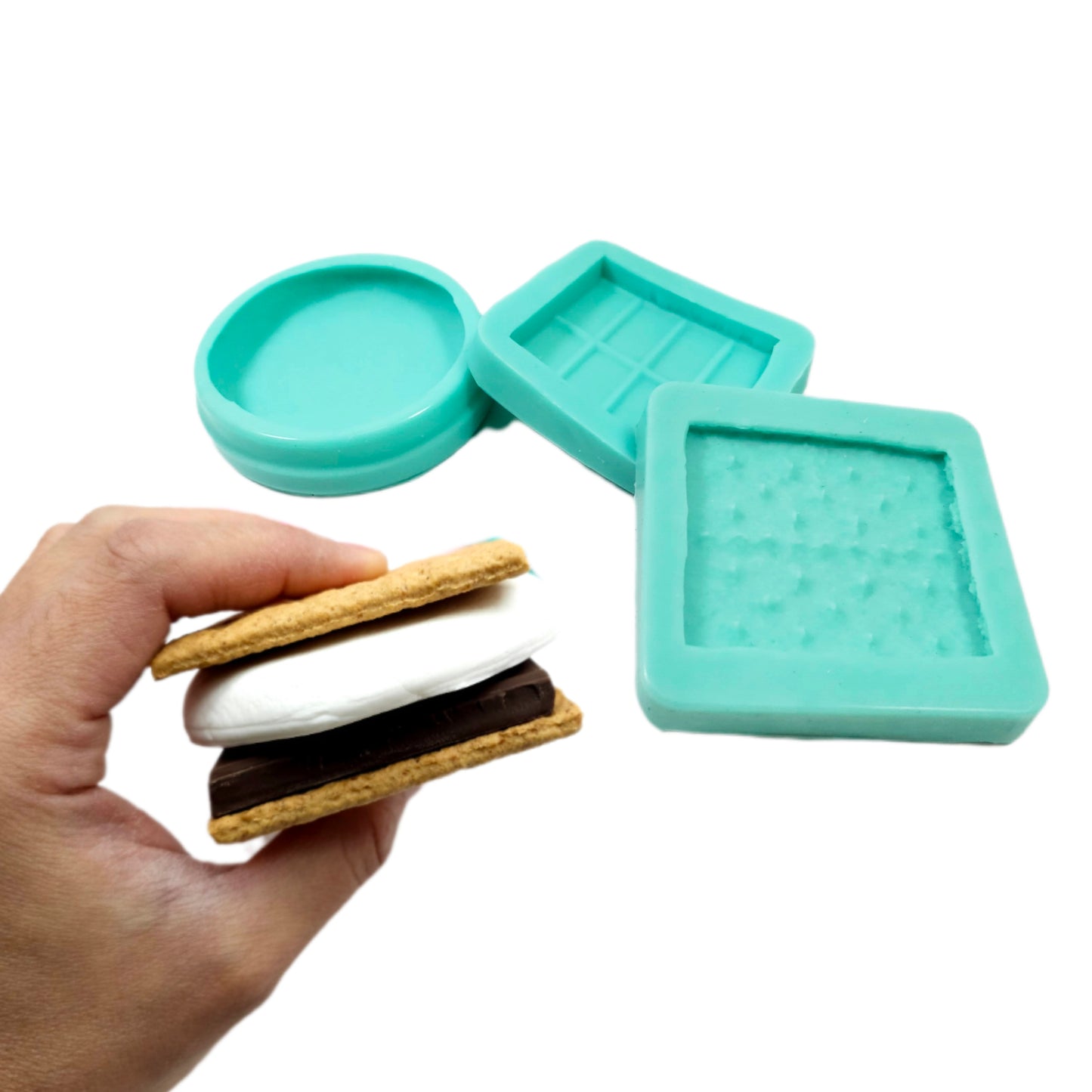 S'mores molds Graham cracker, chocolate mold Marshmallow Silicone mold Bundle wax melts soap mold