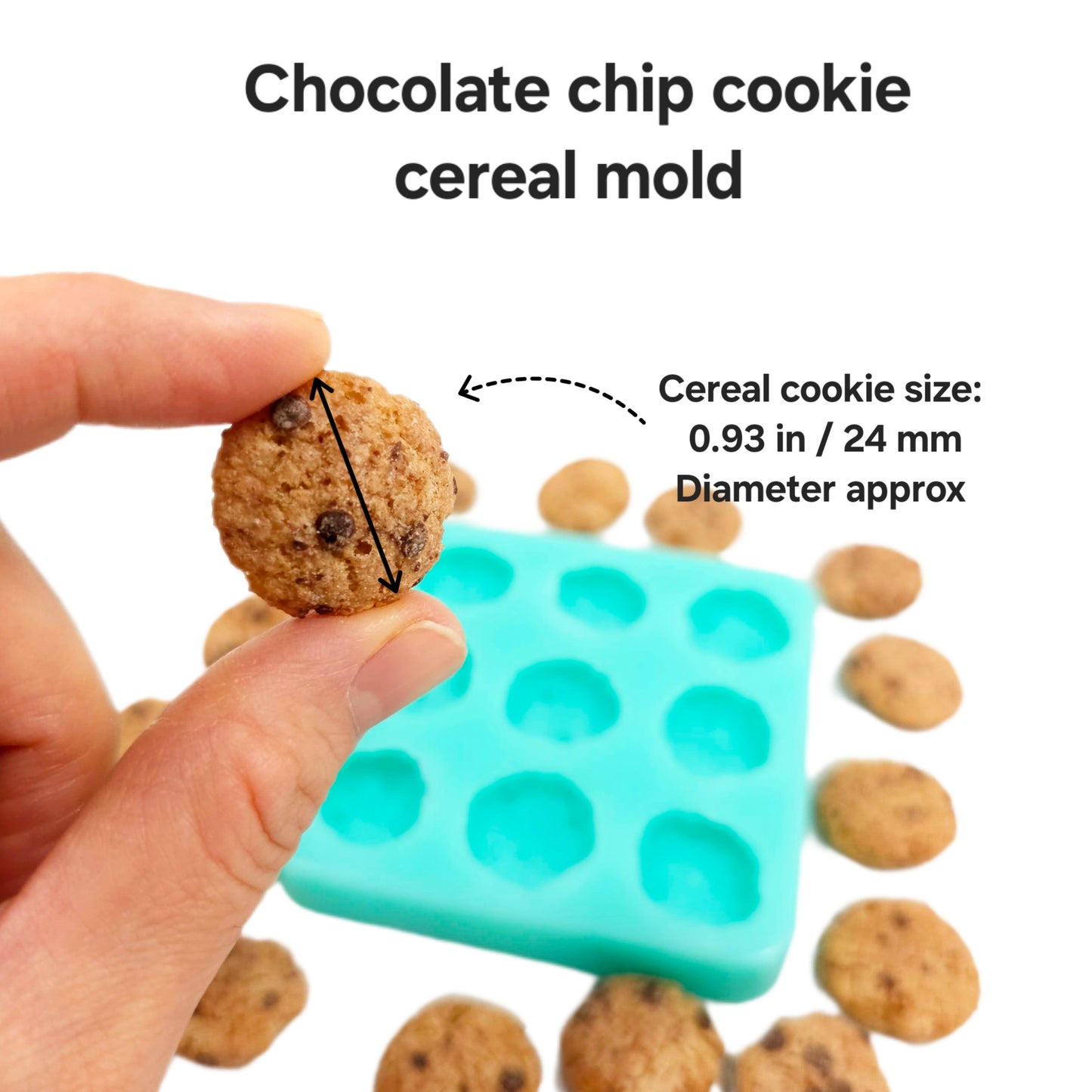 Realistic chocolate chips cookie cereal wax melts mold, Soap and Candle embeds, cookie mold for Wax, cereal Mold for Resin NC052