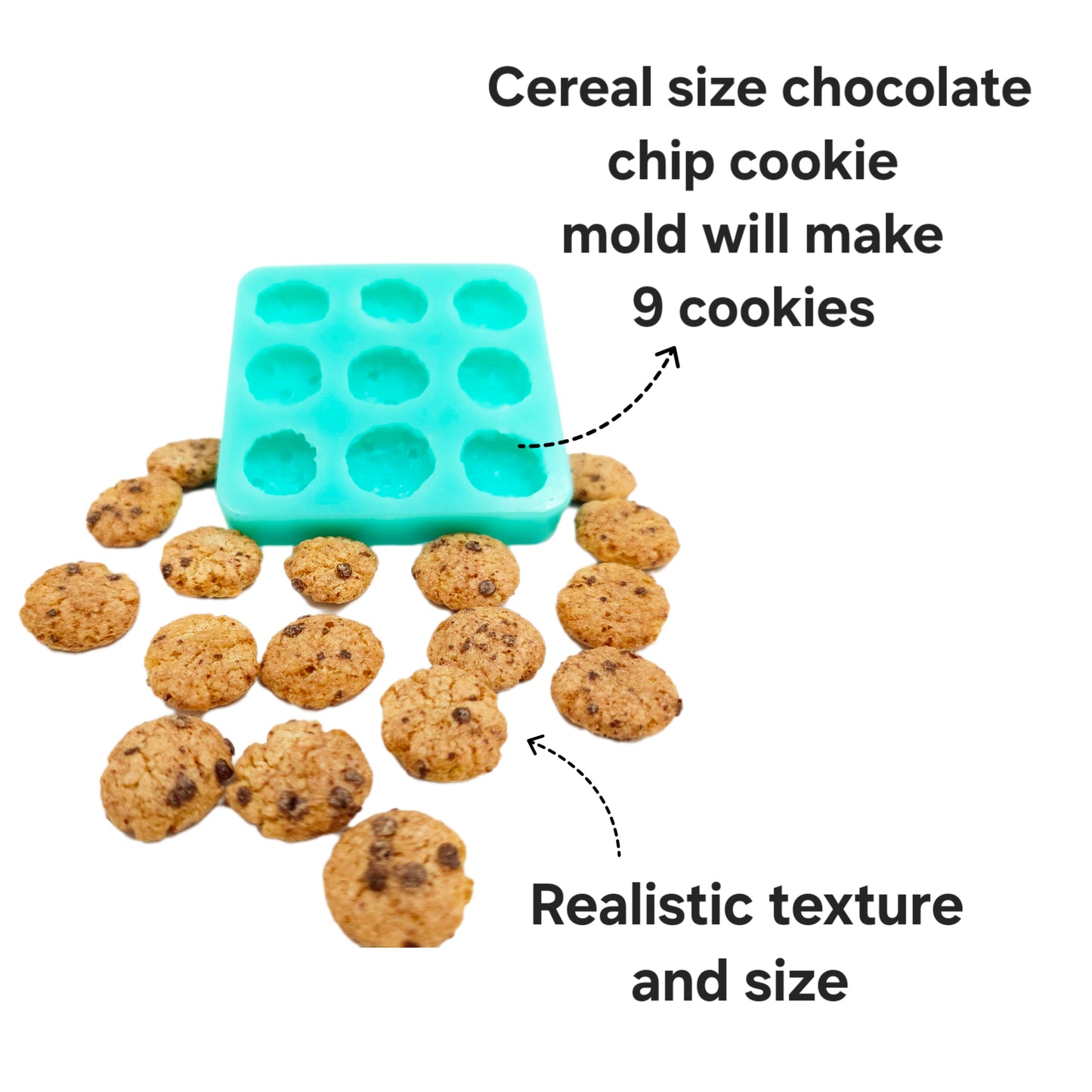 Realistic chocolate chips cookie cereal wax melts mold, Soap and Candle embeds, cookie mold for Wax, cereal Mold for Resin NC052