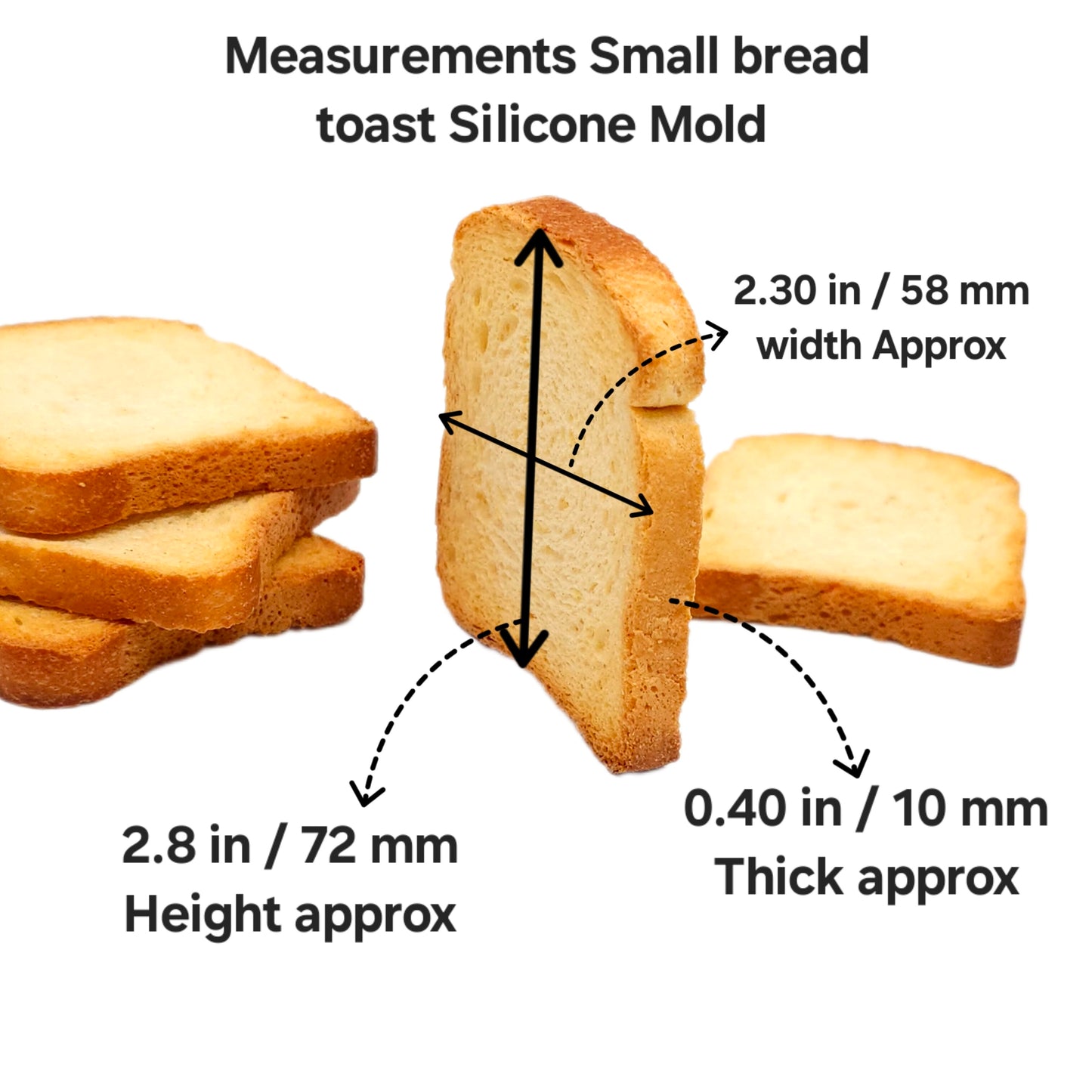 Small bread toast Silicone Mold, Soap embeds, bread toast candle mold NS008