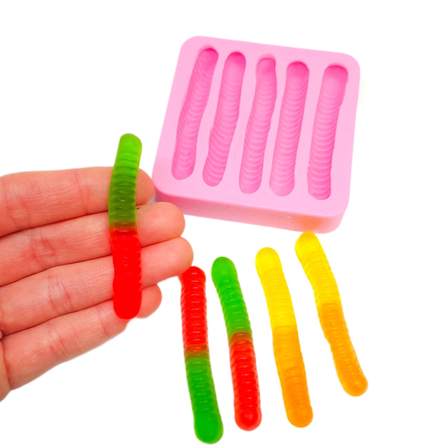 Gummy candy worm mold, Soap embeds, candle mold NS006