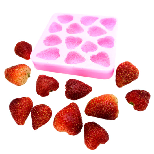 Strawberry halves 13 cavity silicone mold, realistic fruit half strawberry mold, wax melts mold, soap embeds mold NS023