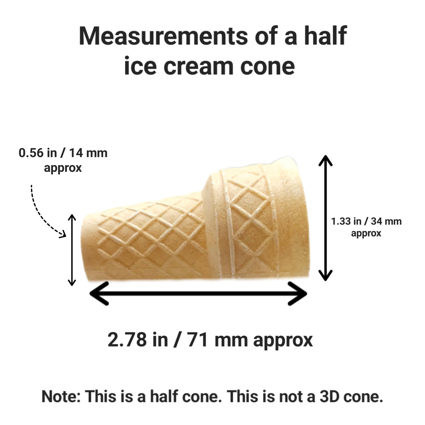 Ice cream half cone Silicone Mold, candle and soap embeds, half cone mold Cake Decorating, modeling fondant and chocolate NS012