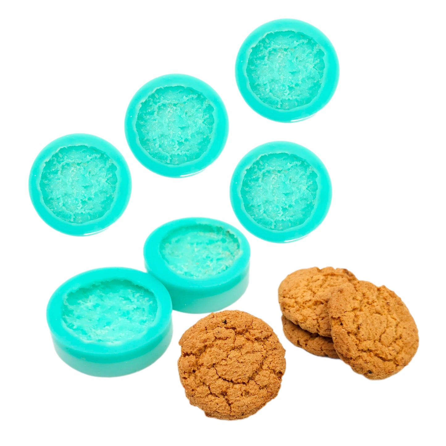 Oatmeal cookie silicone mold, Pack of 6 Cookies silicone mold, wax melts mold, Soap making silicone mold NS009