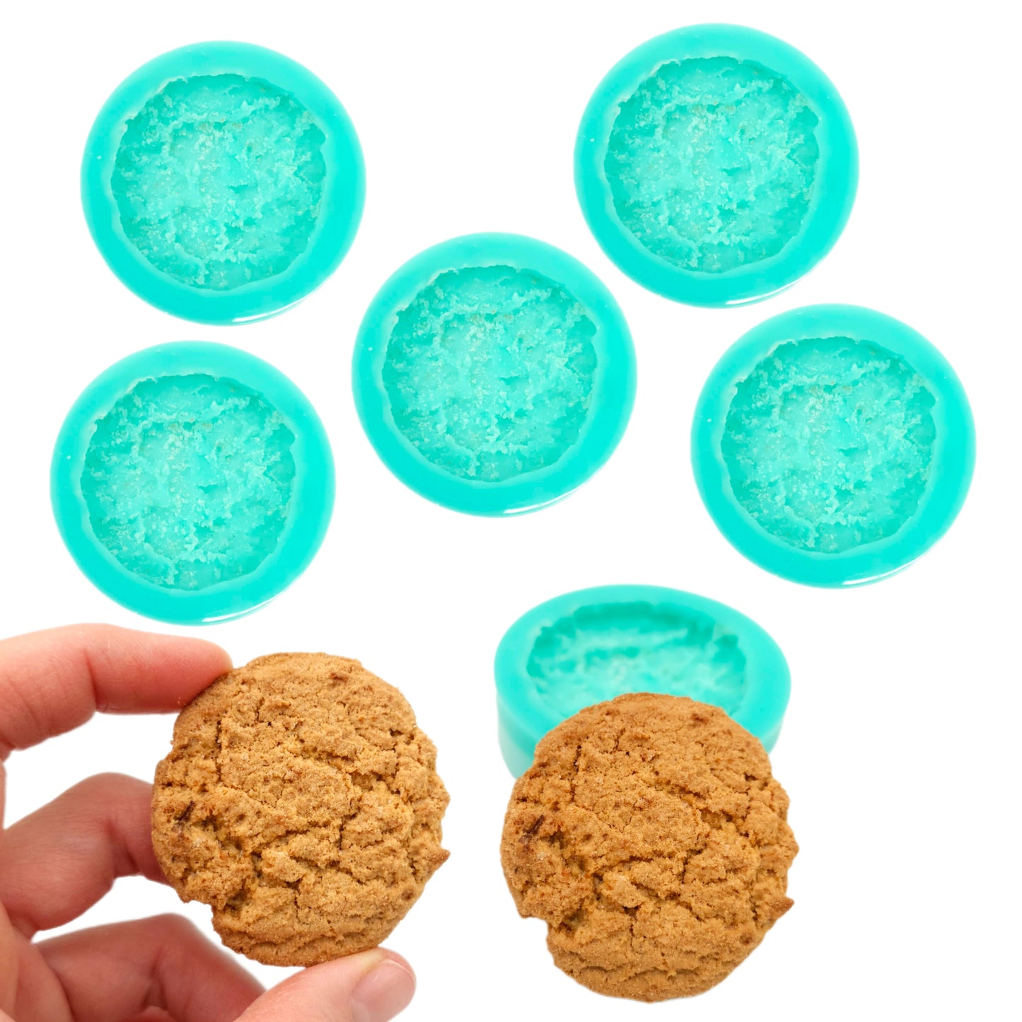 Oatmeal cookie silicone mold, Pack of 6 Cookies silicone mold, wax melts mold, Soap making silicone mold NS009