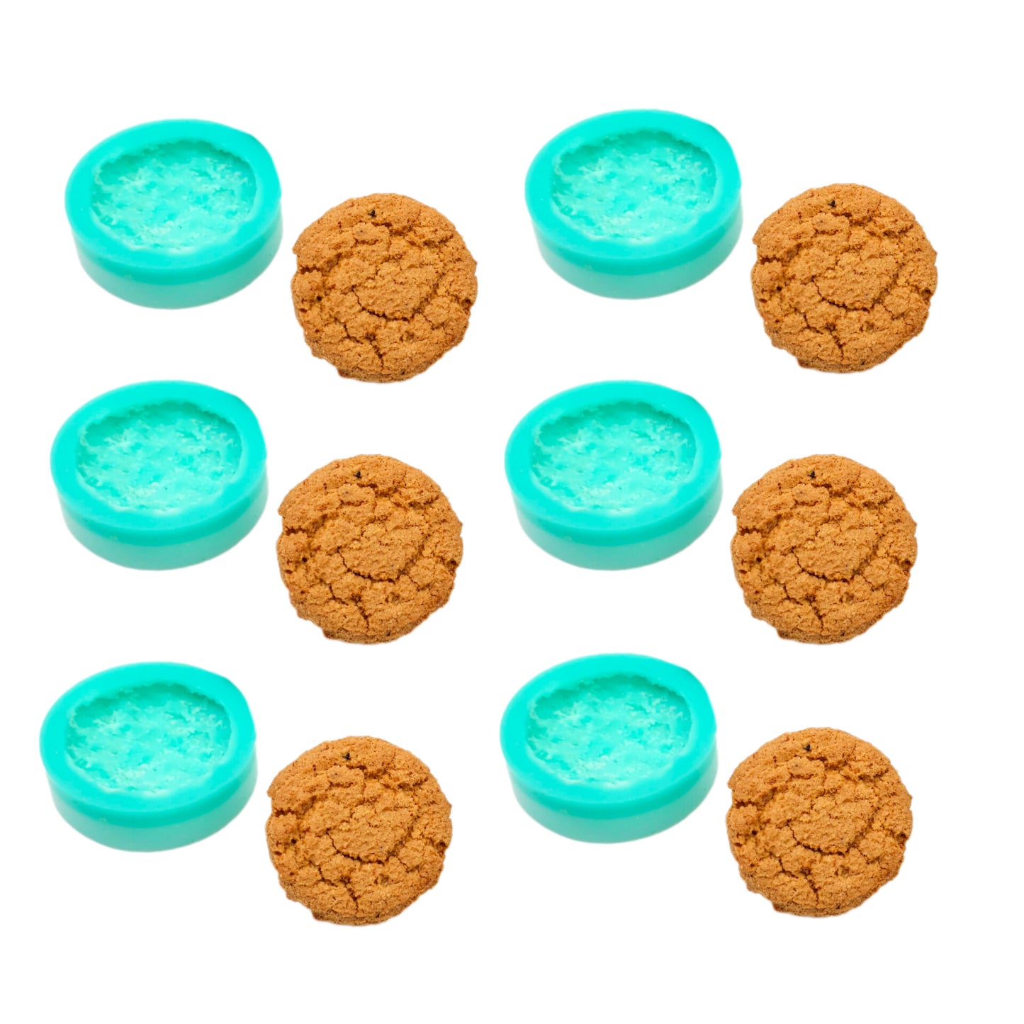 Oatmeal cookie silicone mold, Pack of 6 Cookies silicone mold, wax melts mold, Soap making silicone mold NS009