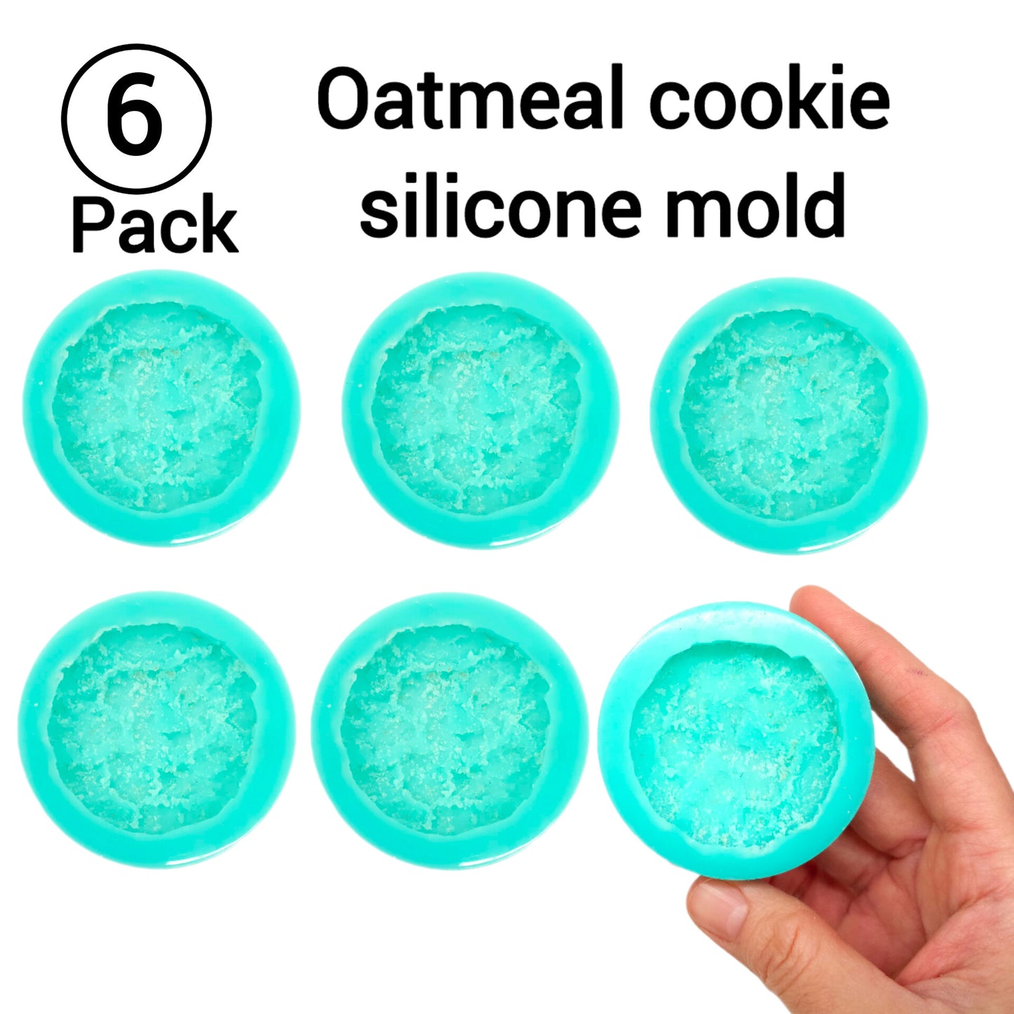 Oatmeal cookie silicone mold, Pack of 6 Cookies silicone mold, wax melts mold, Soap making silicone mold NS009