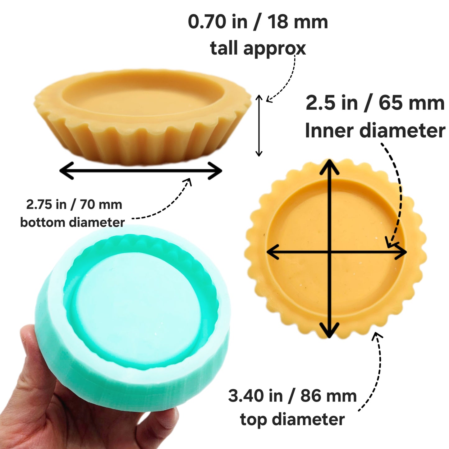 Pie Crust silicone mold - Tart crust candle Silicone mold - Tartlet Silicone mold - Mold for resin - Mold for wax - Soap making mold NC080