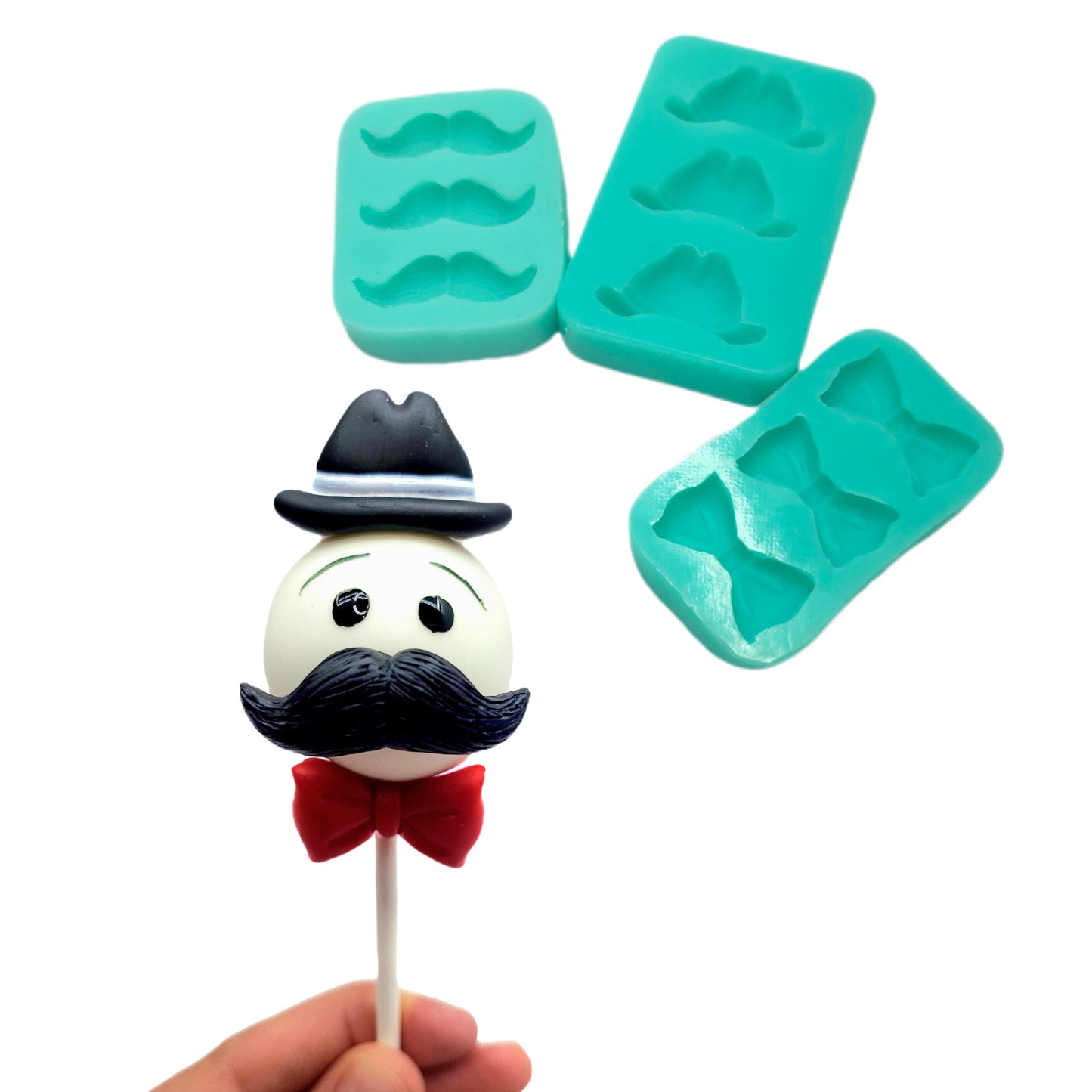 Father’s Day Fondant & Cake Pop Decorating Molds – Perfect for Husband Cupcakes, Chocolates, and DIY Treats Set of 3 Men-Inspired Silicone Molds, Mustache, Bowtie & Hat