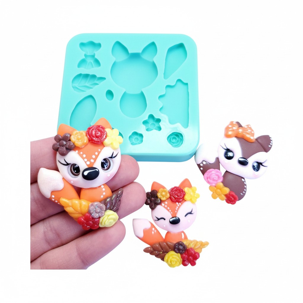 Cute Fox Multi-Project Silicone Mold for Crafts Baking Resin Clay MS031