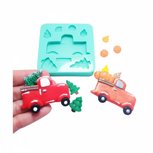 Christmas Fall Truck Silicone Mold for Cake Decorating, Resin, Clay and Fondant Crafts