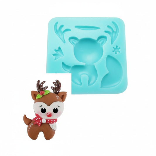 Cute Reindeer Silicone Mold for Fondant Resin Polymer Clay Crafts