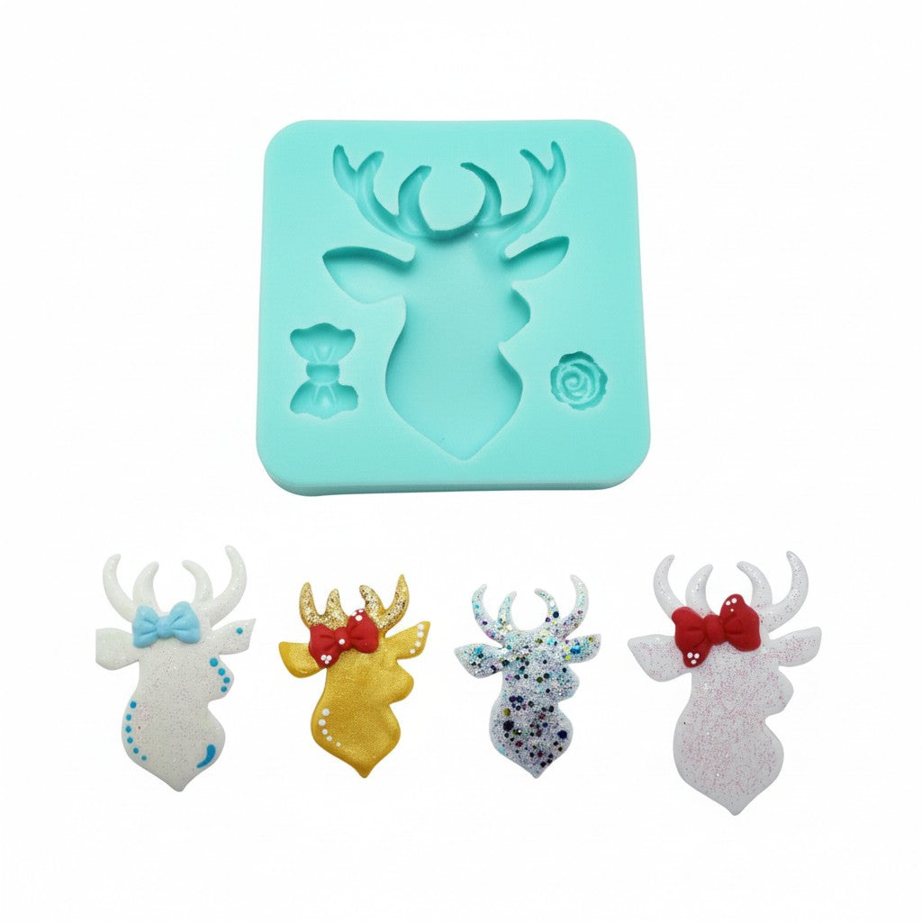 Reindeer Silhouette Silicone Mold for Fondant, Resin, Clay, and Mini Crafts