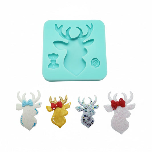 Reindeer Silhouette Silicone Mold for Fondant, Resin, Clay, and Mini Crafts