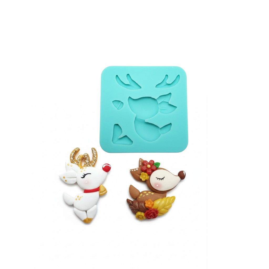 Jumpy Cute Reindeer Silicone Mold for Fondant, Resin, Clay & Mini Crafts