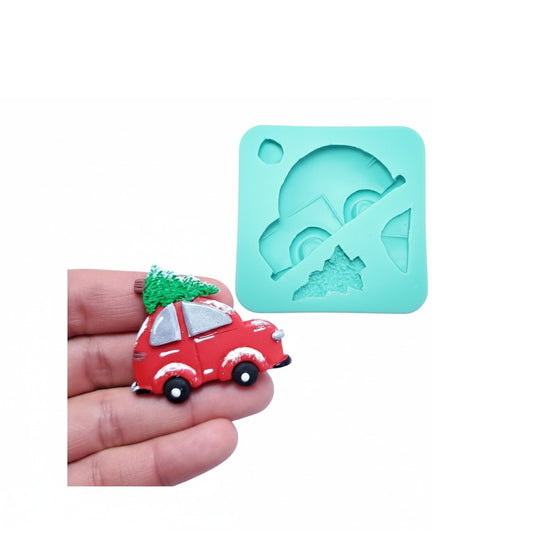 Christmas Car with Tree Silicone Mold for Fondant, Resin, Clay, Jewelry
