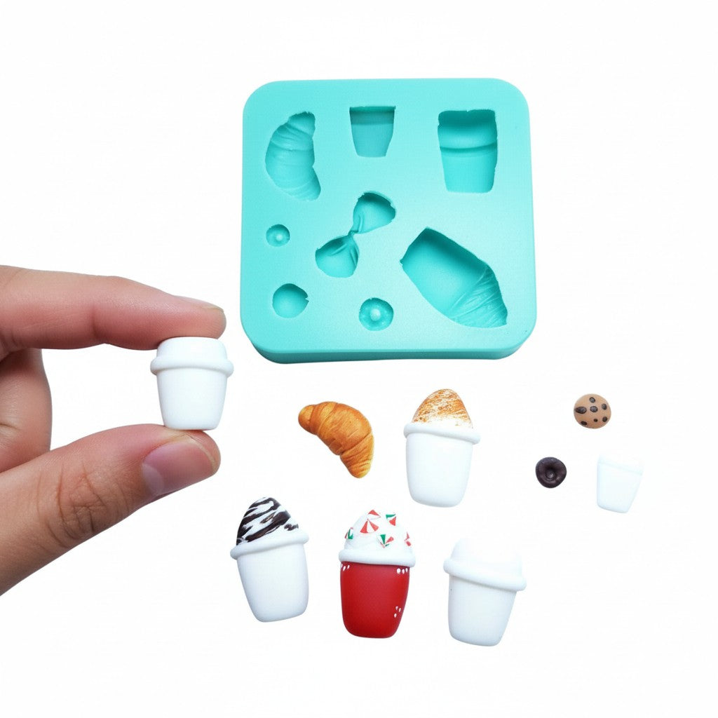 Coffee Cups and Pastry Miniature Silicone Mold for Resin Clay and Fondant