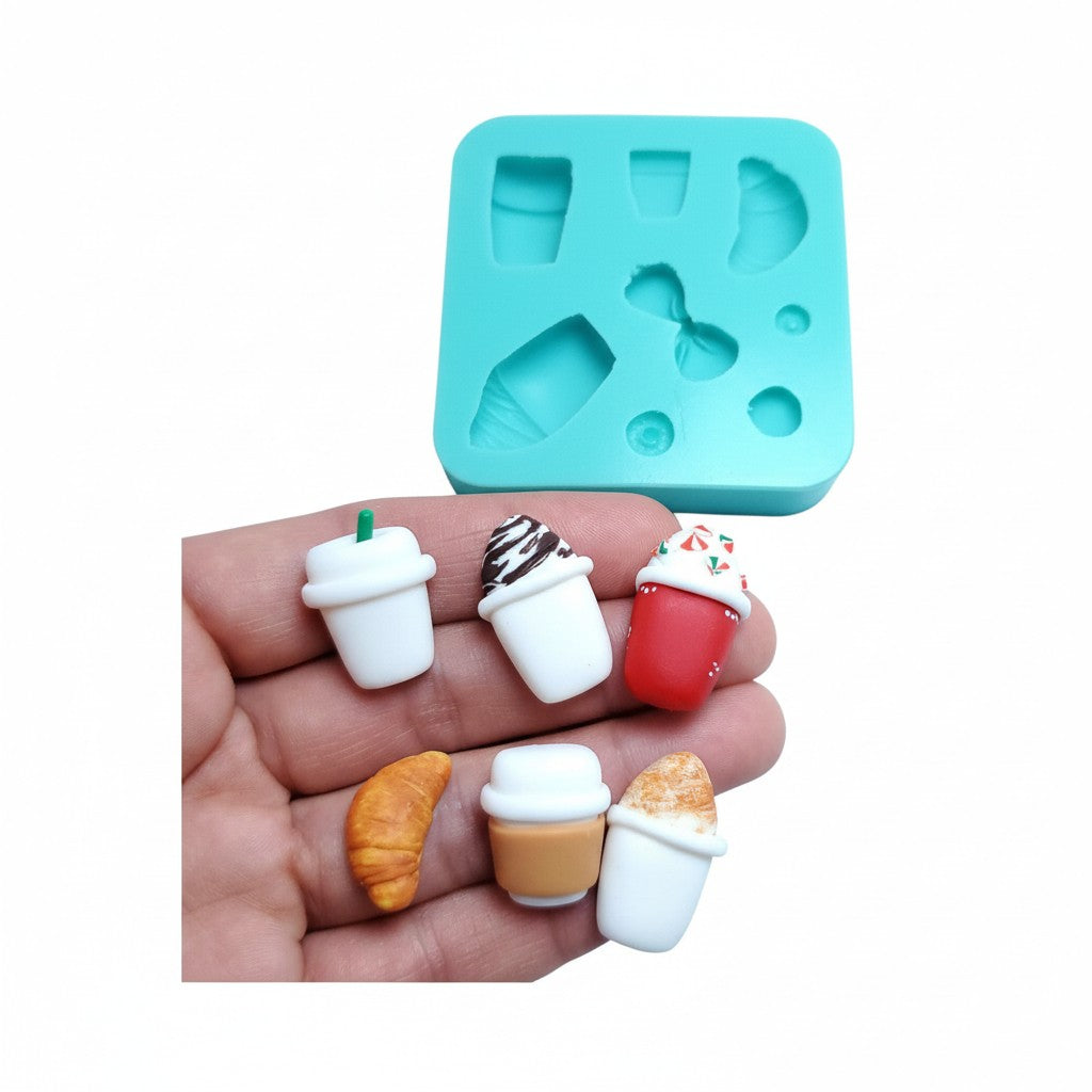 Coffee Cups and Pastry Miniature Silicone Mold for Resin Clay and Fondant