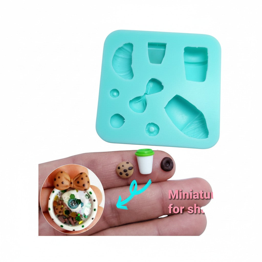 Coffee Cups and Pastry Miniature Silicone Mold for Resin Clay and Fondant