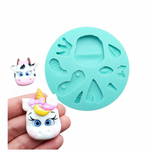 Multi Animal Face Silicone Mold MS075 for Cake Toppers Resin Miniatures Crafts