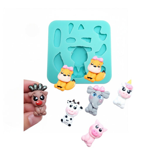 Cute Reindeer and Animals Full Body Multi-Project Silicone Mold MS086