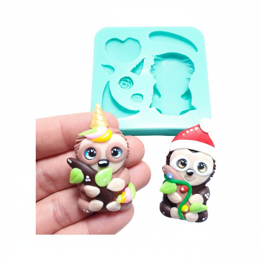 Cute Sloth Silicone Mold for Fondant Resin Clay Miniatures MS095