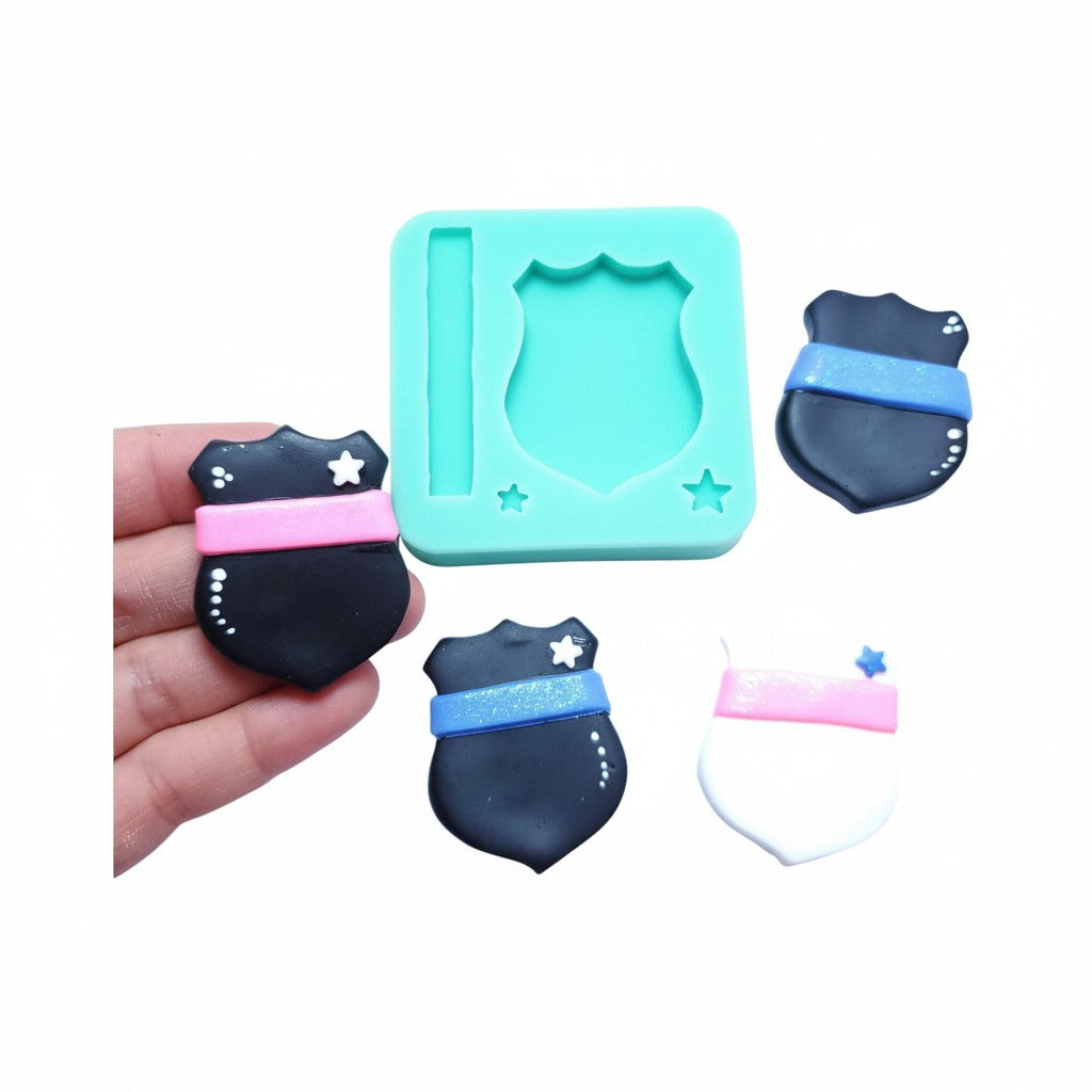Police Badge Silicone Mold for Fondant, Resin, Clay and Jewelry Making