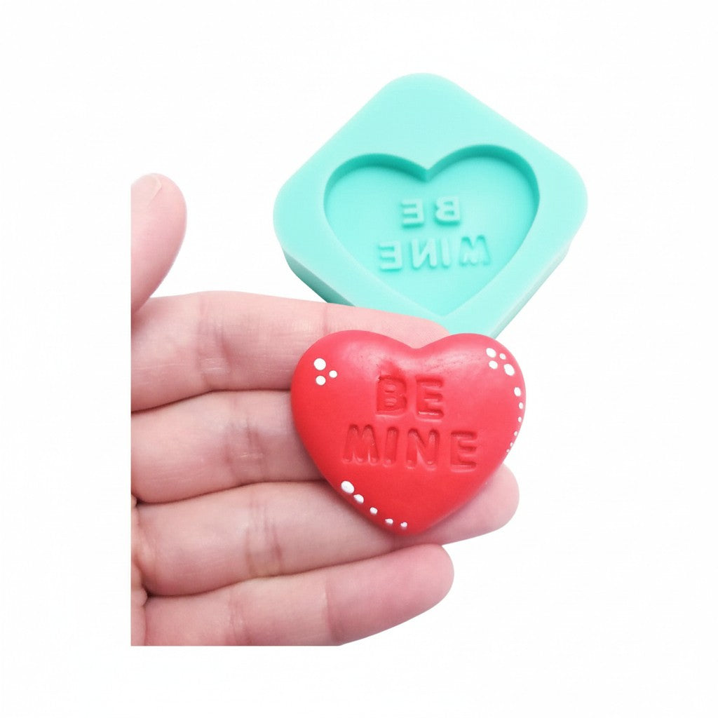 Conversation Heart “Be Mine” Silicone Mold for Fondant, Resin, Clay, Wax