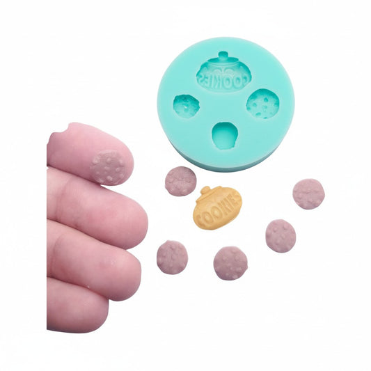 Mini Cookie and Cookie Jar Silicone Mold for Polymer Clay Resin Fondant Crafts