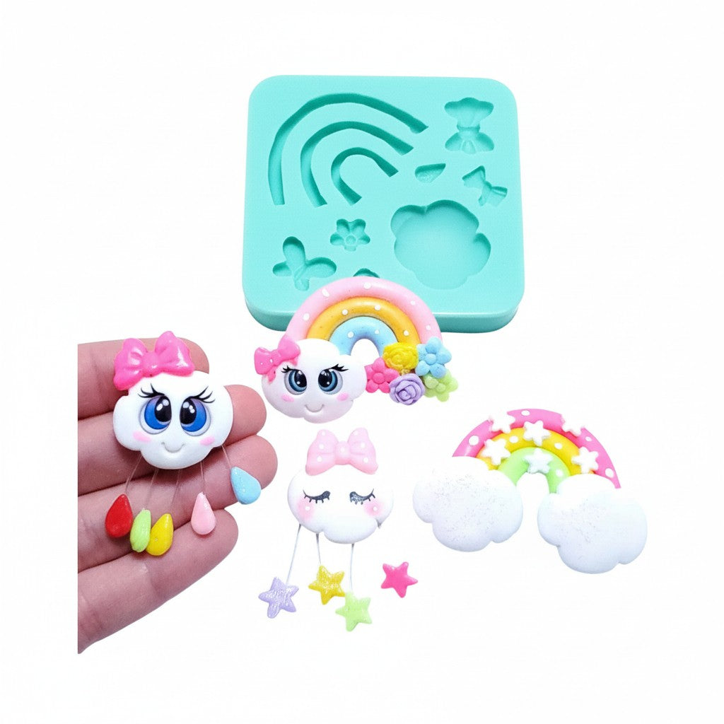 Cute Rainbow and Cloud Silicone Mold for Resin, Fondant, Clay Crafts MS160