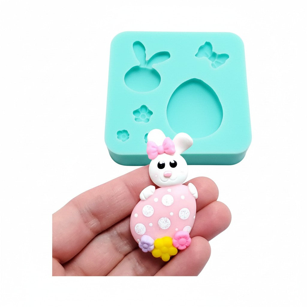 Cute Bunny on Egg Multi-Project Silicone Mold MS181 for Crafts and Baking