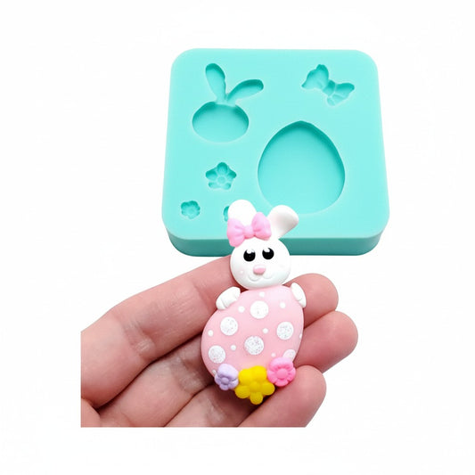 Cute Bunny on Egg Multi-Project Silicone Mold MS181 for Crafts and Baking