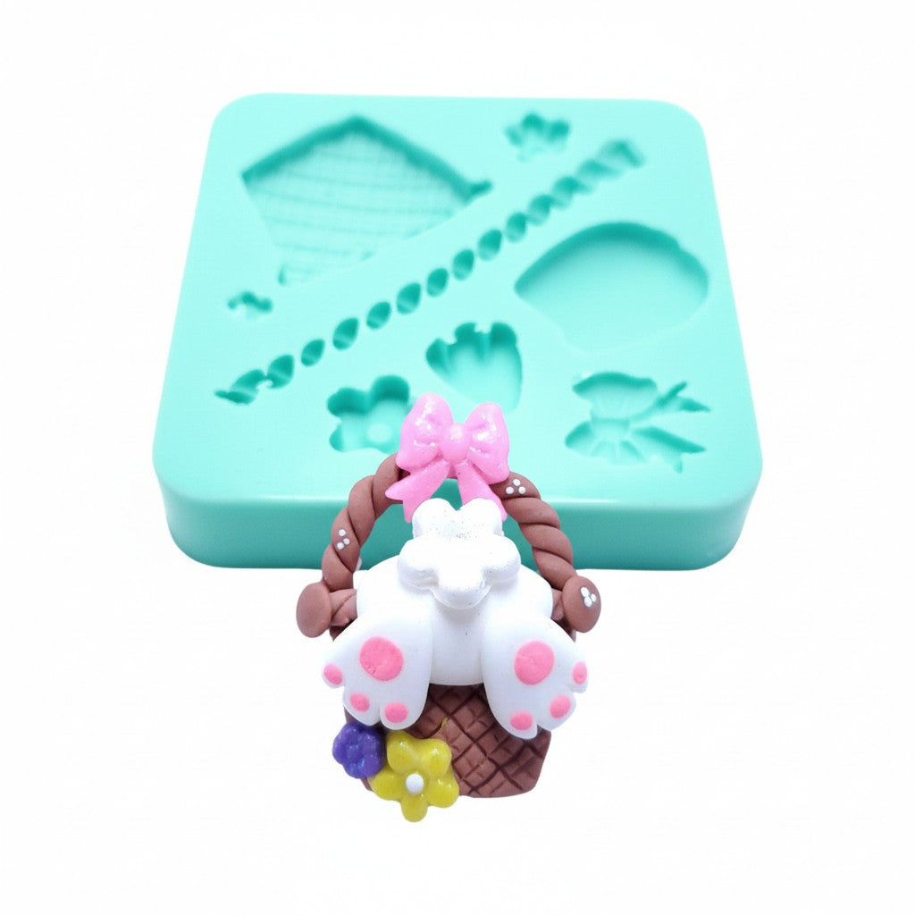 Bunny in Basket Easter Multi-Project Silicone Mold MS191 for Crafts and Baking