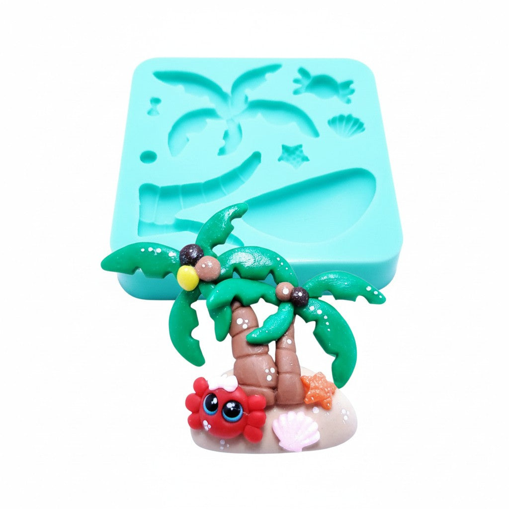 Tropical Coconut Tree Island Multi-Project Silicone Mold MS204