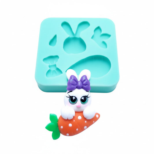 Bunny on Carrot Multi-Project Silicone Mold MS211 for Crafts and Baking