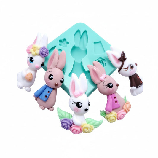 Easter Bunny Characters Multi-Project Silicone Mold MS212 for Crafts and Baking