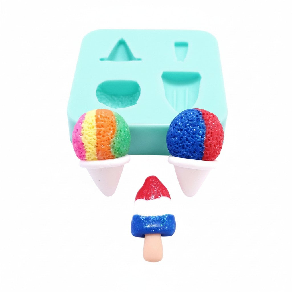 Summer Popsicle & Ice Cone Silicone Mold for Resin, Fondant, Clay Miniatures