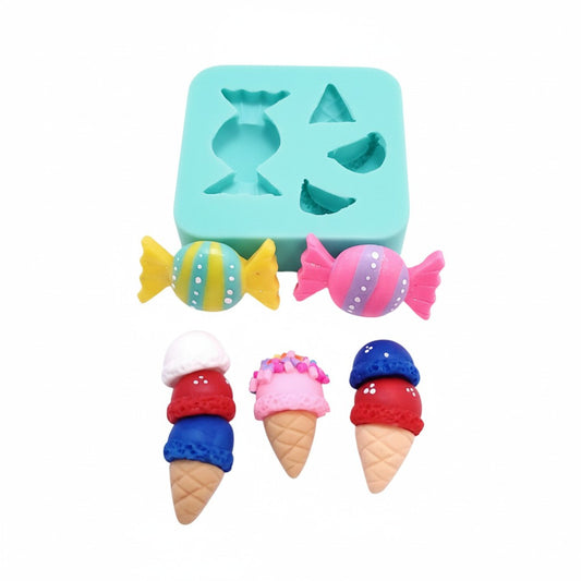 Candy & Ice Cream Silicone Mold for Fondant, Resin, Clay Miniatures MS229